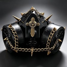 teampunk Gas Mask Spike Punk Goth Men Women Cosplay Masquerade Face Prop