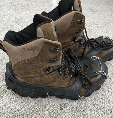Oboz Bridger 8   3M Insulated Boots Mens 10 Waterproof + Hillsound Crampons NEW
