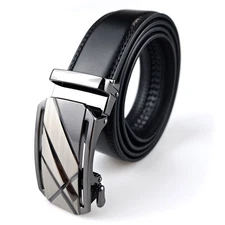 Genuine Leather Mens Ratchet Belt Belts For Men Adjustable Automatic Buckle S04