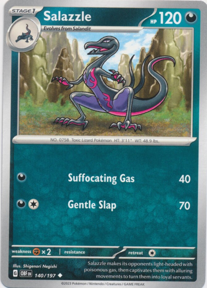 Salazzle - 140/197 - Uncommon (Mp) Obsidian Flames - Darkness Pokémon