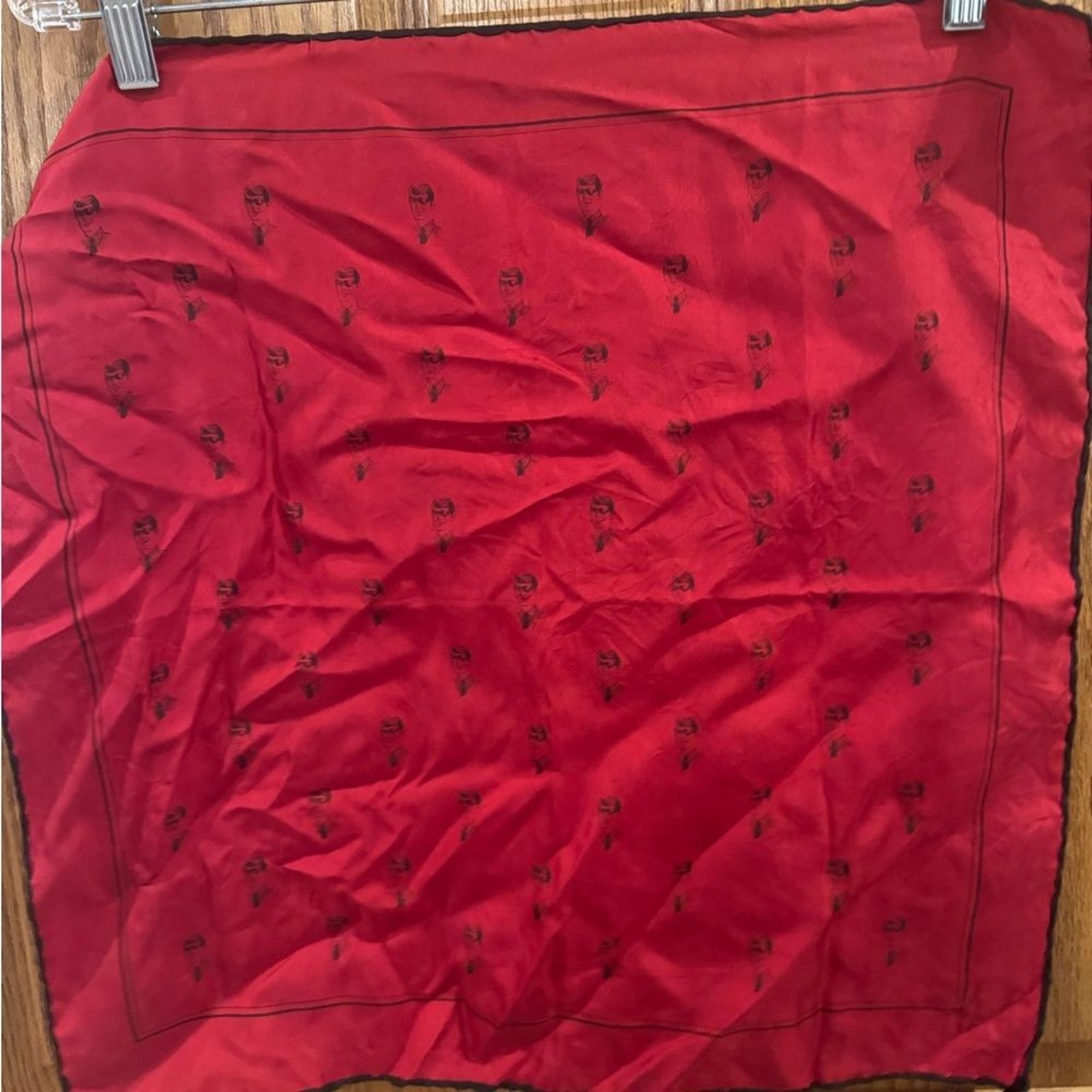 Vintage HandCraft Inc. All-Silk Scarf – Made in Italy – Red with Graphic Print