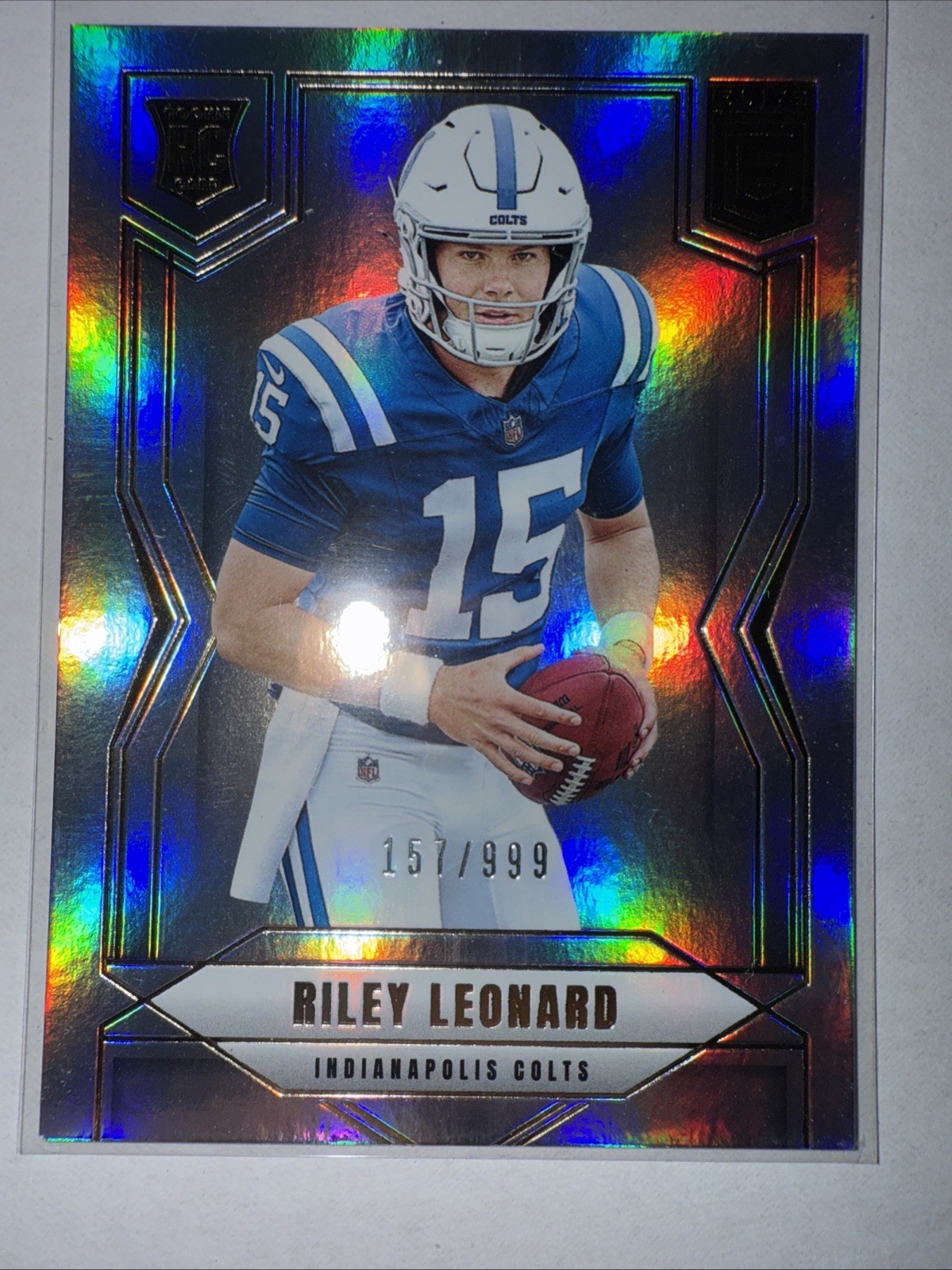 Riley Leonard 2025 Donruss Elite Silver Foil RC /999 #170 Indianapolis Colts