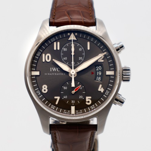 IWC Pilot Spitfire Chronograph Steel Grey 43mm IW387802 Automatic Leather