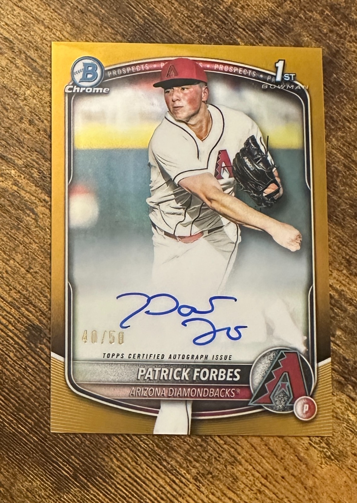 2025 Bowman Chrome Draft Auto True Gold Refractors Patrick Forbes /50 RC X15867