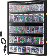 40 Large Baseball Card Display Case with Light, Graded Sports Card Display Frame