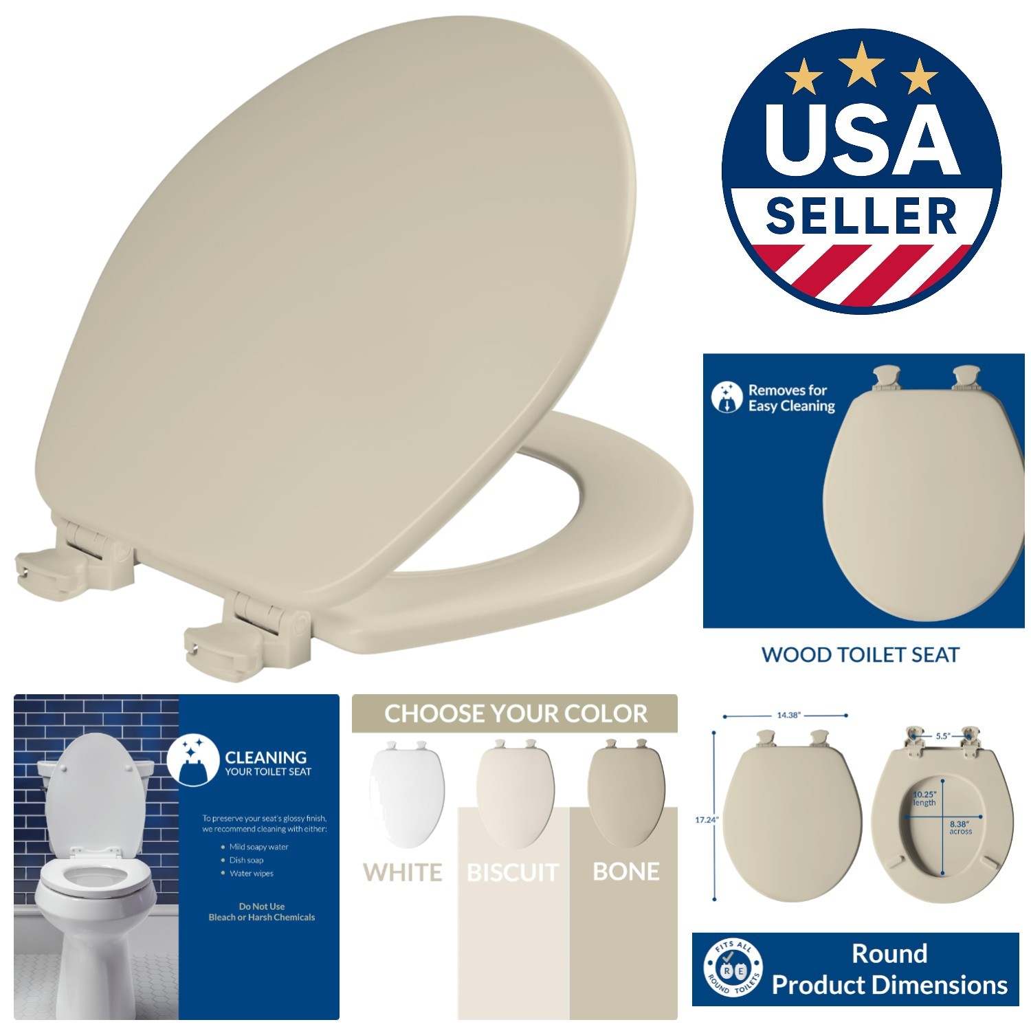 - Easy Clean & Durable Enameled Wood, Bone