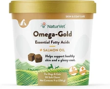 NaturVet Omega-Gold Essential Fatty Acids for Dogs and Cats 90 Soft Chews