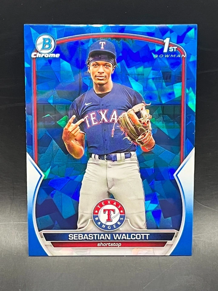 2023 Bowman Chrome Sapphire Edition Prospects Sebastian Walcott #BCP-189 Rangers - Image 2 of 3