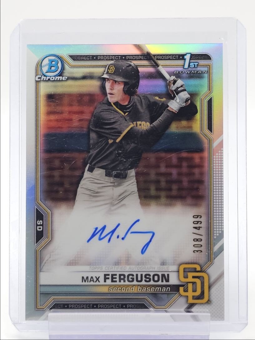 MAX FERGUSON 2021 BOWMAN CHROME DRAFT 1ST REFRACTOR AUTO /499 Q1811