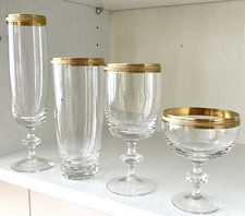 Ichendorf Konsul 6 Wassergläser Becher Gläser Goldrand 14,2cm vintage Kristall