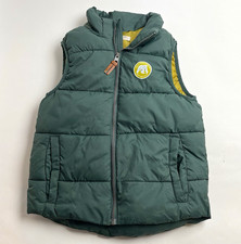 H M Kids Puffer Vest Full Zip Lined Pockets Green/Yellow Size 8-10