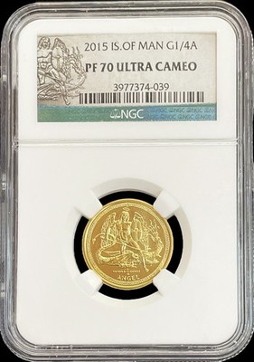 2015 GOLD ISLE OF MAN 1/4 oz ANGEL COIN NGC PROOF 70 ULTRA CAMEO