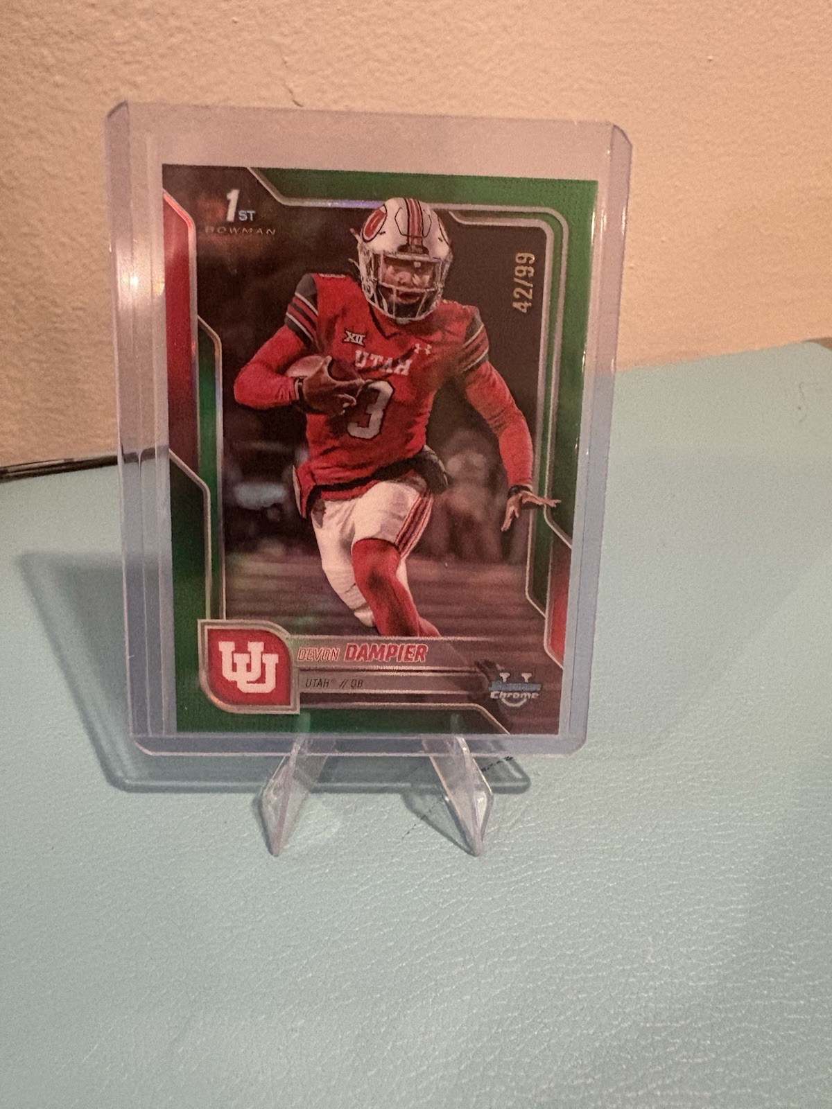 2025 Bowman Chrome University Football Devon Dampier #3 Green  /99