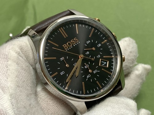 Hugo Boss Black Dial Chronograph Date 1513448 s/s 5 ATM Men's Quartz Watch - Imagen 4 de 19