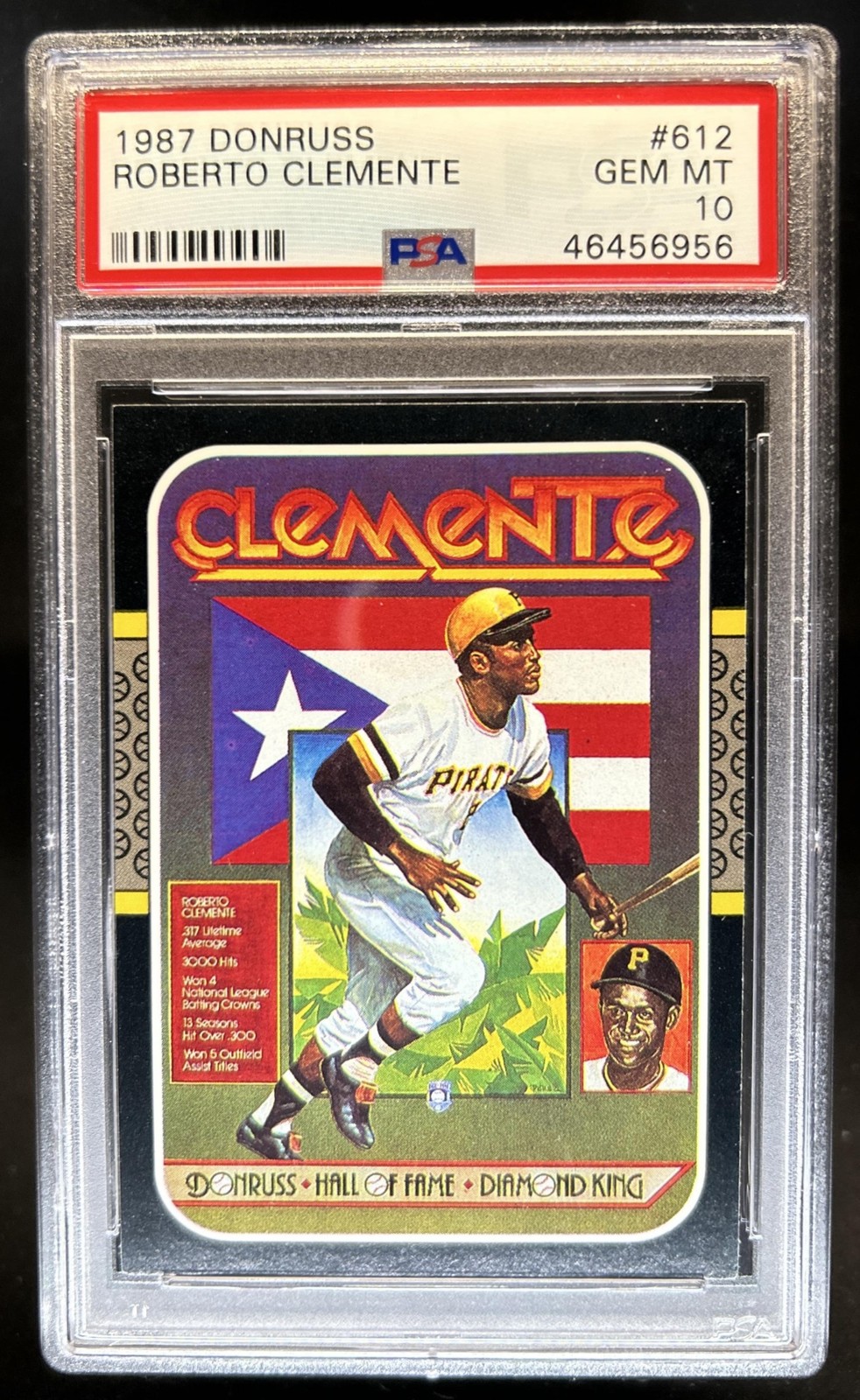 1987 Donruss Roberto Clemente #612 Pirates PSA 10 GEM MINT