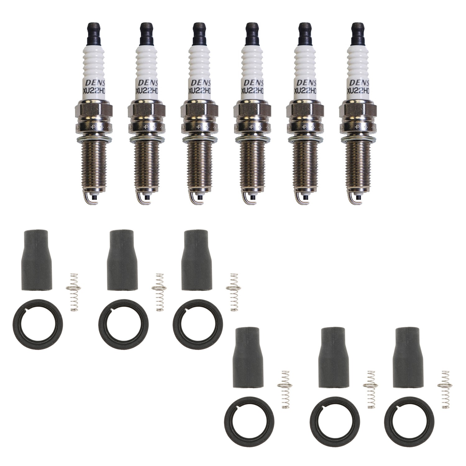 Denso 6 Standard Plugs  NGK Ignition Coil Boots Kit for Santa Fe 3.3L V6 2015