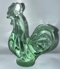 Vintage Fenton Art Glass Green Rooster Figurine Handcrafted USA 3 Inch