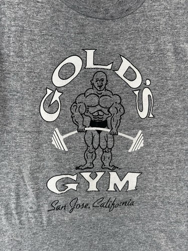 Vintage 90s Gold's Gym San Jose Ca Classic Logo T Shirt Adult Medium Gray - Picture 2 of 6