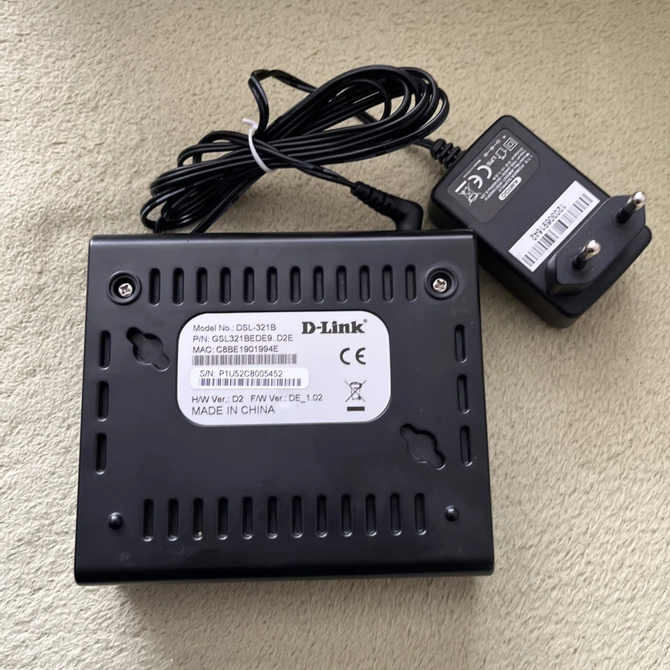 D-Link DSL-321B DSL-Modem Version D2E schwarz gebraucht - Bild 2 von 3