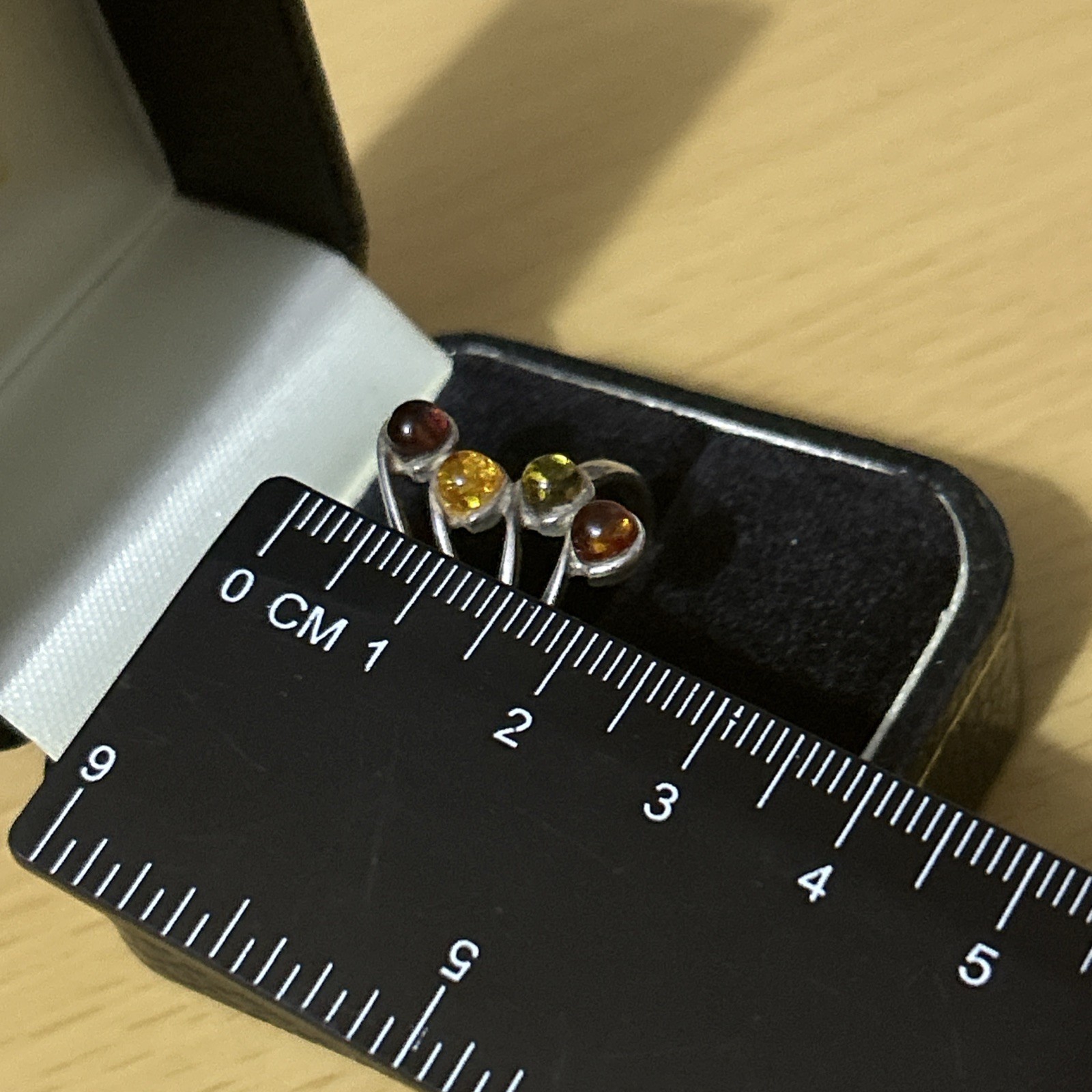 925 Silver  Amber statement Ring Size Q - image 3