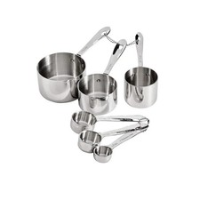 All-Clad Stainless Steel Measuring Cups & Spoons Set 6 Piece Silver