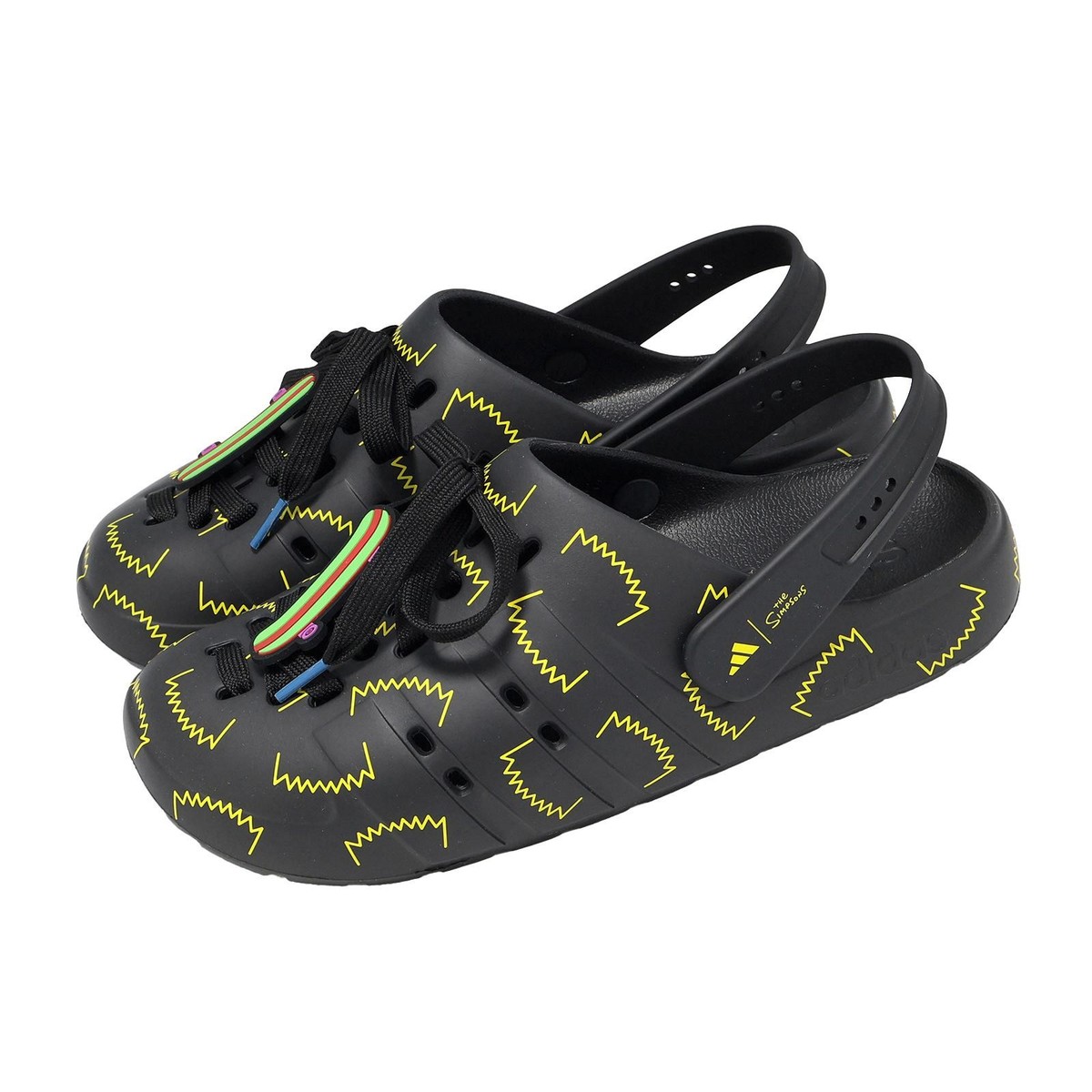ブラック　スタッズ　フラットシューズ adidas x The Simpsons Adilette Clog Bart Simpson Men Unisex Casual