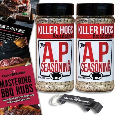 Killer Hogs AP All Purpose BBQ Seasoning Rub 2 PK 28 oz + Guide & Opener