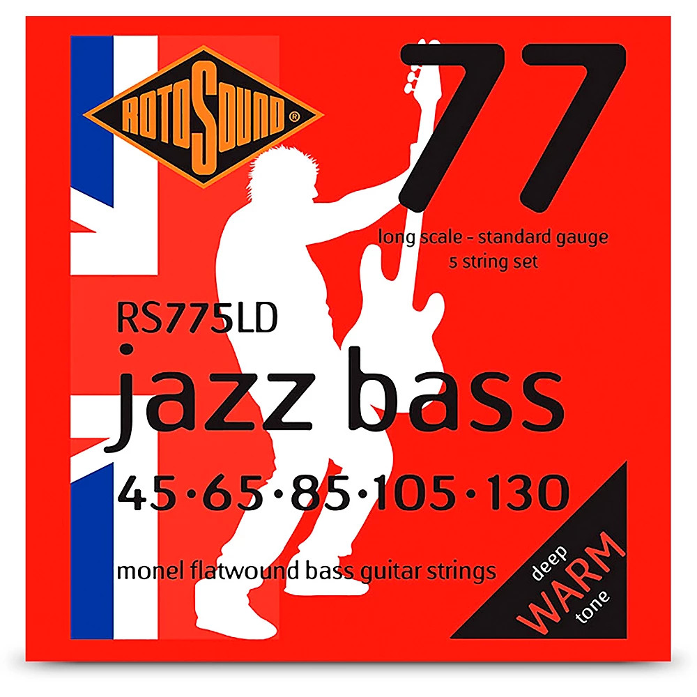 Набор 5-струнных басовых струн Rotosound RS775LD Jazz Bass Monel с плоской обмоткой (45 - 130)