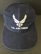 US Air Force Blue Ball Cap Hat Stretch Med/Large Vintage Made In USA Embroidered