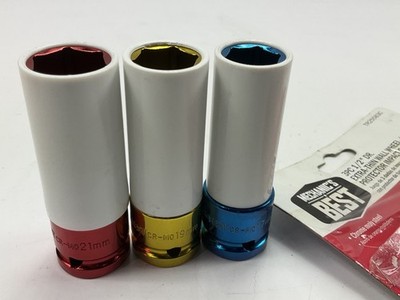 Mechanics Extra-Thin Wall Lug Nut Wheel Protector Impact Sockets: 17mm 18mm 21mm