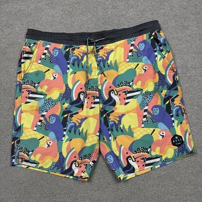 Neff Board Shorts Men's Size L Multicolor Drawstrings Swim Trunks Streetwear