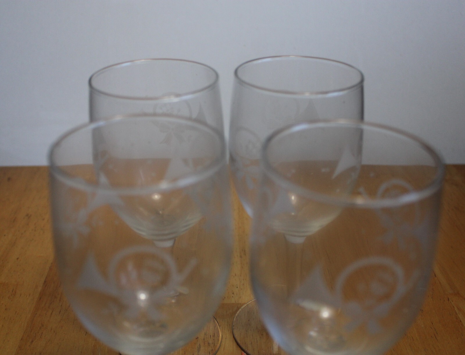 Princess House Wine Glasses Christmas French Horns 587 set of 4