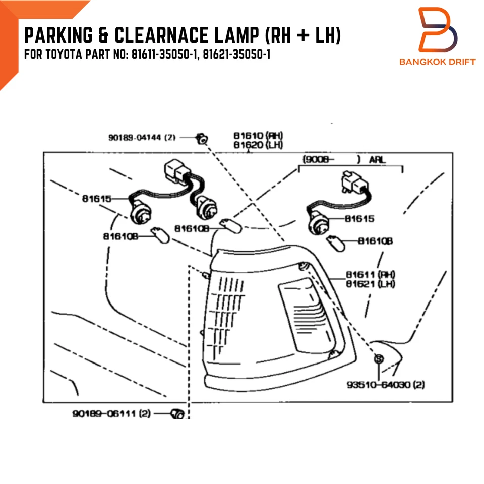 Front Corner Clearance Park Light Lamp Toyota Hilux 2WD Ute LN80 LN85 RN85 88-97 - Image 2 of 4