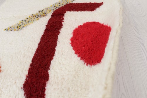 Handgeknüpfter Teppich 3'x5' Marokkanische Berber Weiß Rot Teppich Wohnzimmer Weiche Wolle Vorleger - Bild 10 von 12