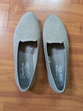 Skechers Cleo Brown/Taupe Knit Ballet Flats Slip On Shoes Womens Sz 9