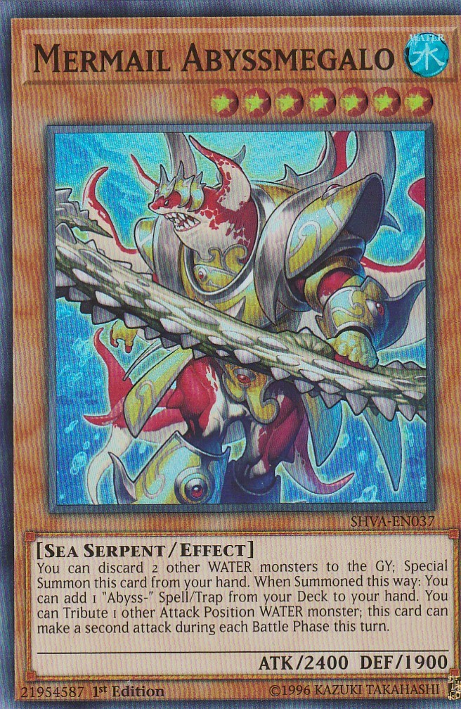 YUGIOH HOLO CARD MERMAIL ABYSSMEGALO SHVA-EN037 1ST EDITION