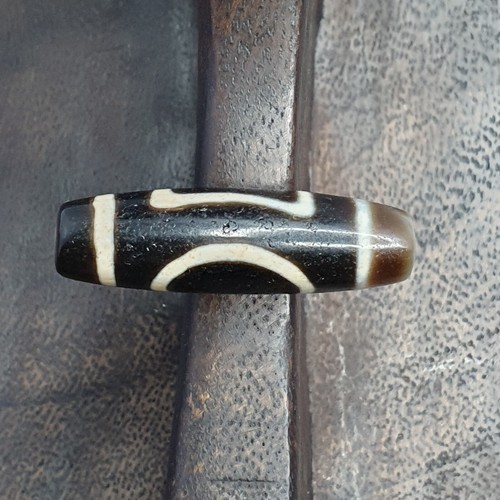 Amuleto Vintage Himalayano Cerchio e Modello Quadrato Dzi Agata Perline - Foto 3 di 22