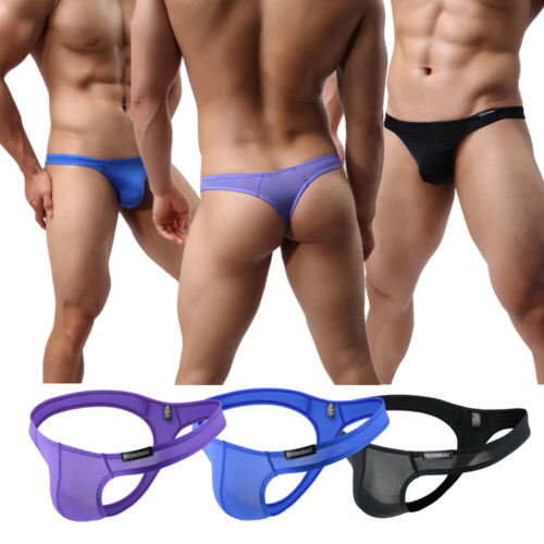 3/4 Pack Mens Sexy Smooth G-strings T-back Gay Thongs Underwear Mini Bikini M-XL - Bild 2 von 14