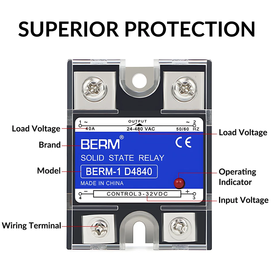 SSR Halbleiterrelais Solid State Relais DC-AC DC-DC 3-32VDC / 5-200VDC 10A -100A - Bild 4 von 4