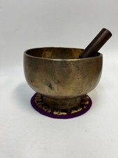 Antica ciotola da canto 6,5" guarigione sonora per meditazione supporto piedistallo yoga AV8