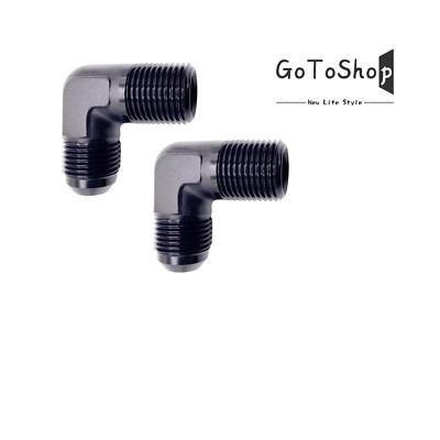 2 PACK 10 AN to 1/2 NPT Black Aluminum 90 Degree Elbow Fitting Adapter