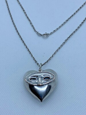 925 Sterling Silber Maskerade Maske Herz Anhänger Designer mit Kette