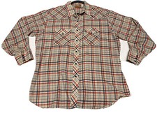 Vtg The Westerner by Atlantic Black Pearl Snap Shirt Medium Made In USA Plaid