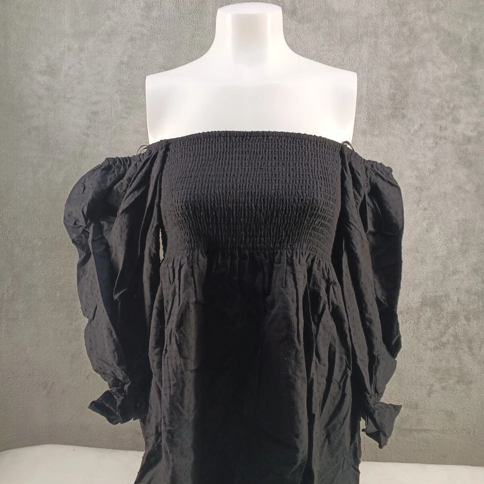 NUEVO CON ETIQUETAS JL LUXE Mujer Mini Vestido Calzado GRANDE (12-14) Negro Manga 3/4 100% Algodón Foto 2 de 4