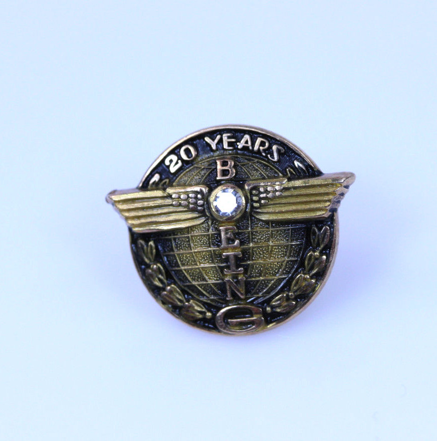 Beautiful 10K Yellow Gold 20 Year Boeing Employee Pin w/ Back 0.5