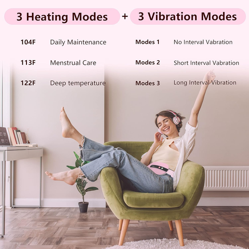 Portable Cordless Heating Pad, Back Pain, Heat Levels, Vibration Massage Modes - Picture 4 of 13