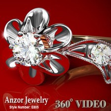 Orecchini in oro rosa e bianco 14 kt con diamanti veri stile europeo #E805