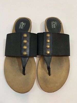 Bass Women's Elastic Studded Black Thong Sandals SZ 8.5 | eBay