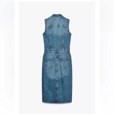 ZARA Z1975 SLEEVELESS DENIM MIDI DRESS | eBay