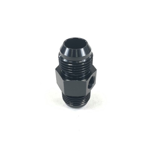 Aluminum Fitting 10AN Male to 10AN Male Straight with 1/8NPT Gauge port Black - Picture 5 of 8